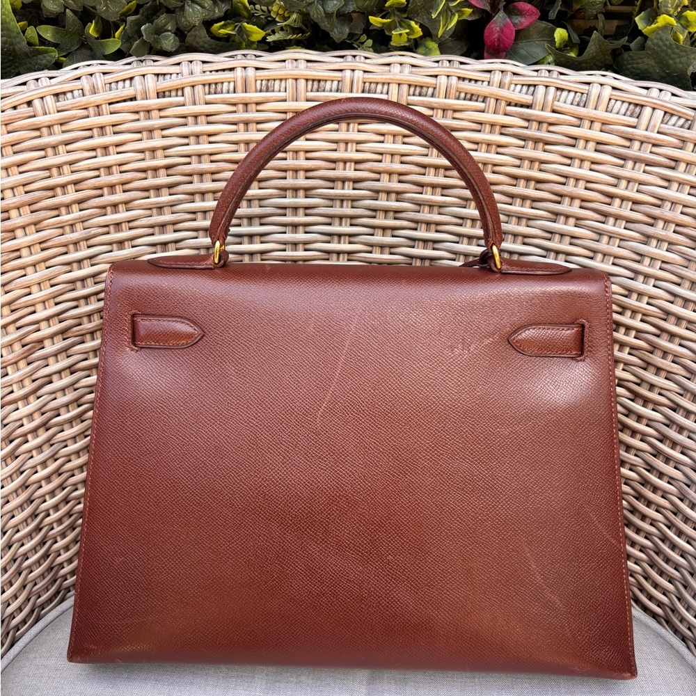 Authentic HERMES KELLY 32 gold brown courchevel leather bag - Picture 2 of 15